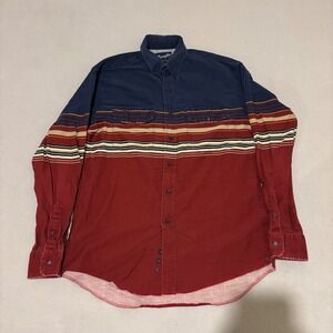 Wrangler Mens Western Striped Button Down Shirt 16.5 - 36 Large Cowboy Rodeo